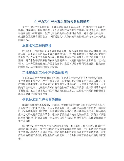 生产力和生产关系之间的关系举例说明