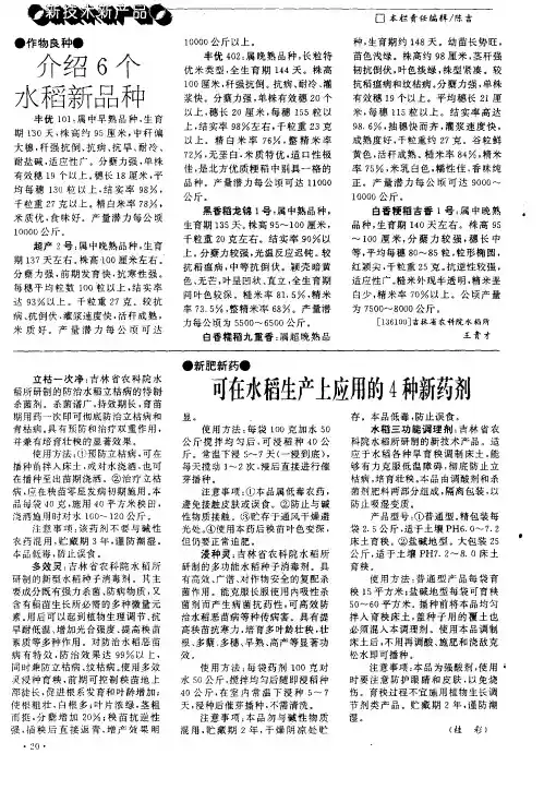 介绍6个水稻新品种
