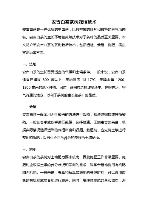 安吉白茶茶树栽培技术