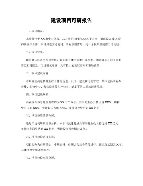 建设项目可研报告