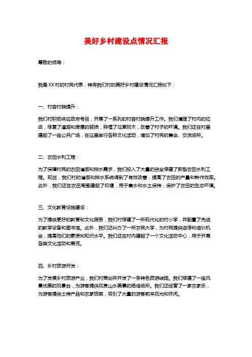 美好乡村建设点情况汇报