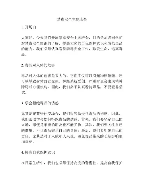 禁毒安全主题班会