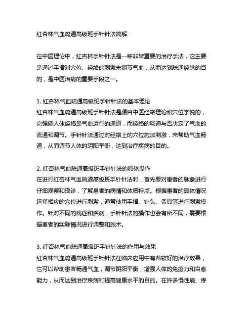 红杏林气血疏通高级班手针针法简解