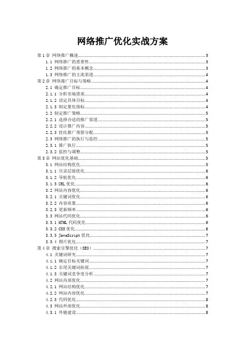 网络推广优化实战方案