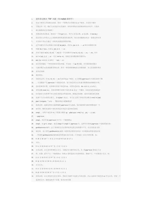 遗传算法解决TSP问题的matlab程序