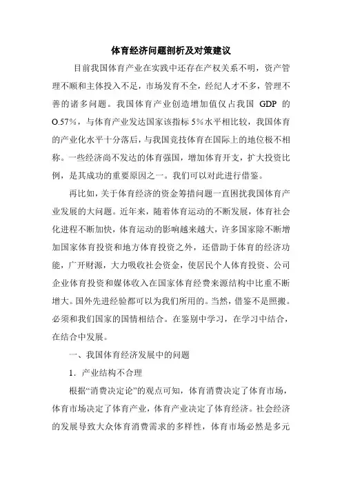 体育经济问题剖析及对策建议.doc