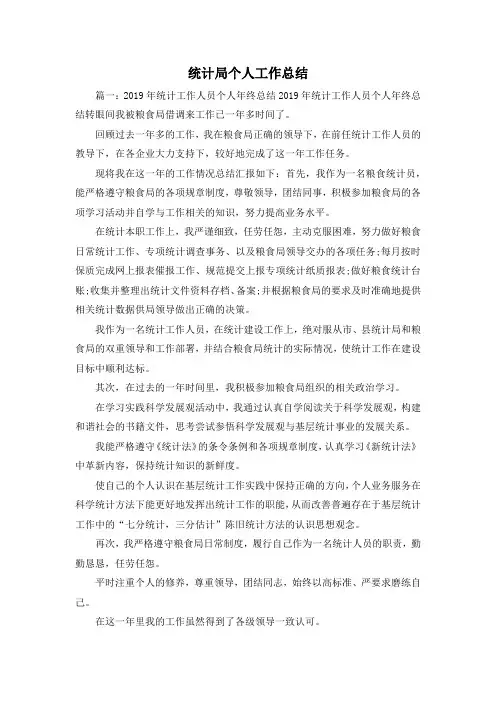 工作总结-统计局个人工作总结 精品