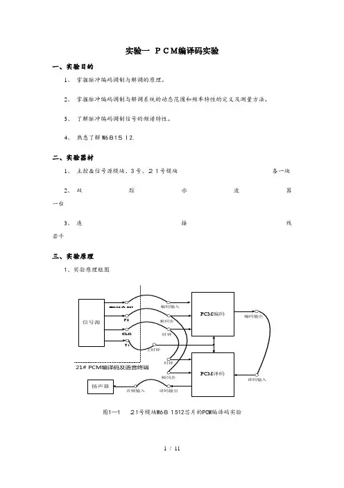 通信原理PCM编译码实验