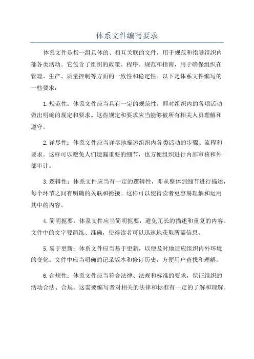 体系文件编写要求