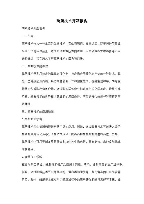 酶解技术开题报告