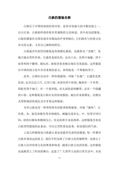 白族的服装名称