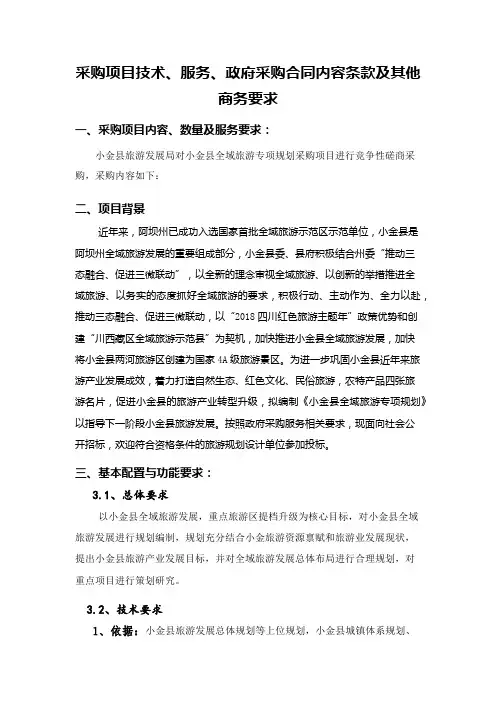 采购项目技术服务政府采购合同内容条款及其他商务要求