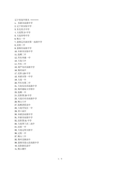 辽宁省高中排名