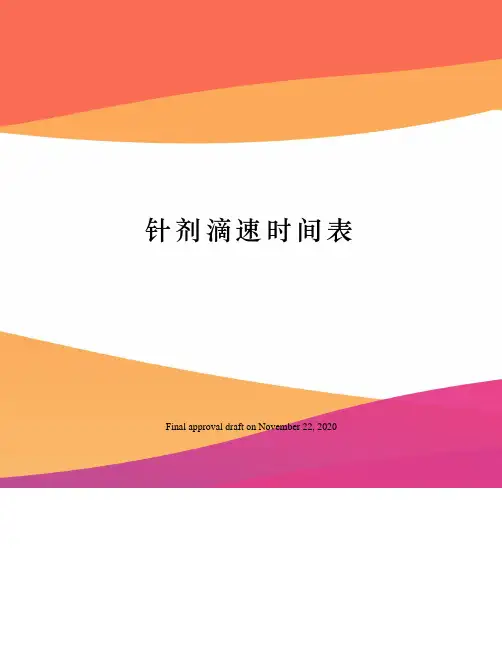 针剂滴速时间表