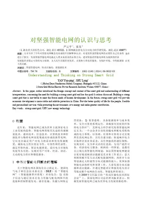 对坚强智能电网的认识与思考