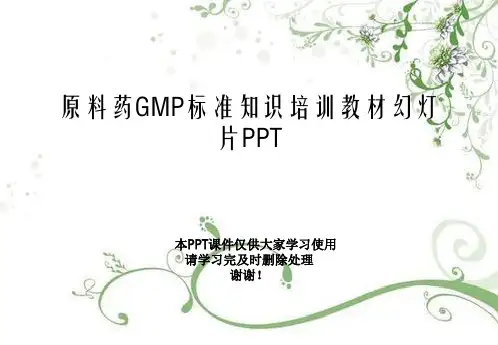 原料药GMP规范知识培训教材幻灯片PPT