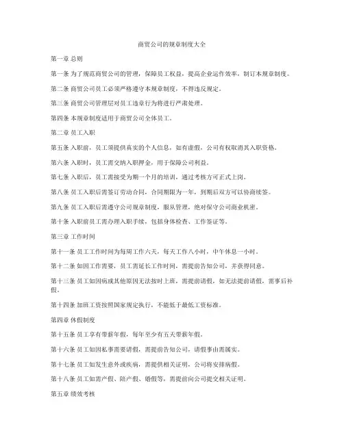 商贸公司的规章制度大全