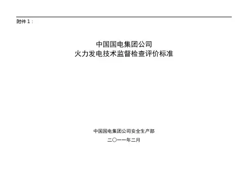 中国国电集团公司火力发电技术监督检查评价标准