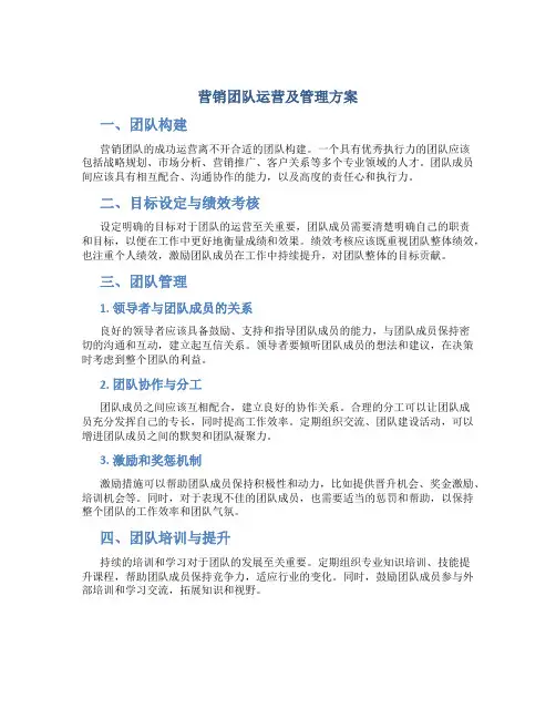 营销团队运营及管理方案