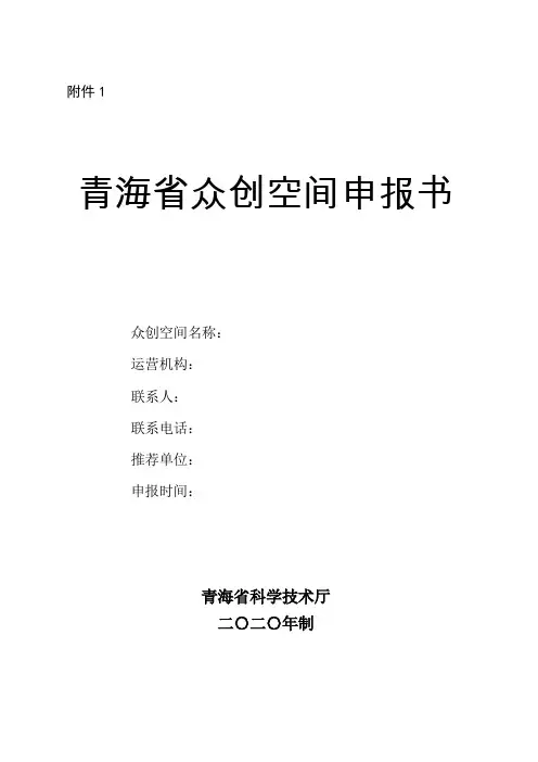 青海省众创空间申报书