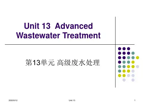 Unit 13 Advanced Wastewater Treatment