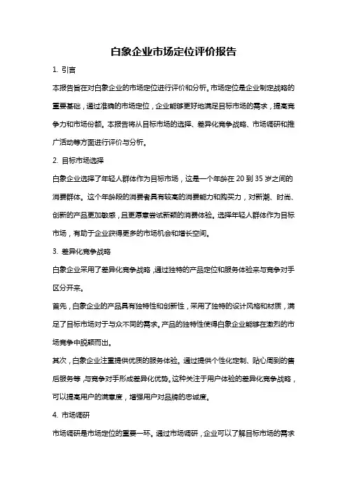 白象企业市场定位评价报告