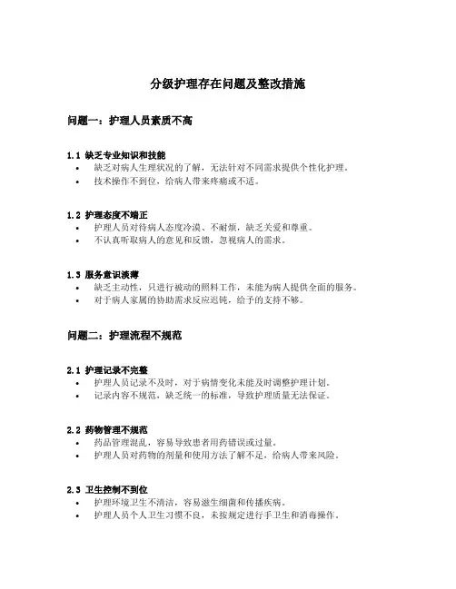 分级护理存在问题及整改措施