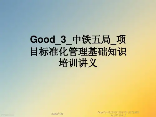 Good3中铁五局项目标准化管理基础知识培训讲义