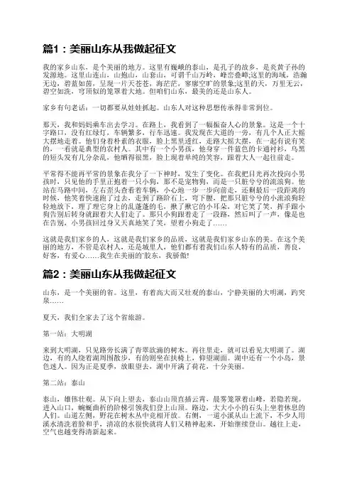 美丽山东从我做起征文(推荐10篇)