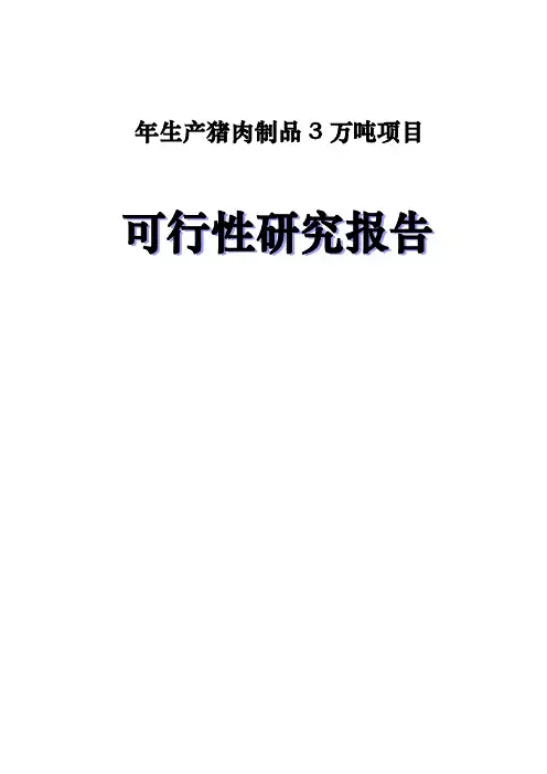 某某年产3万吨肉制品项目可行性研究报告