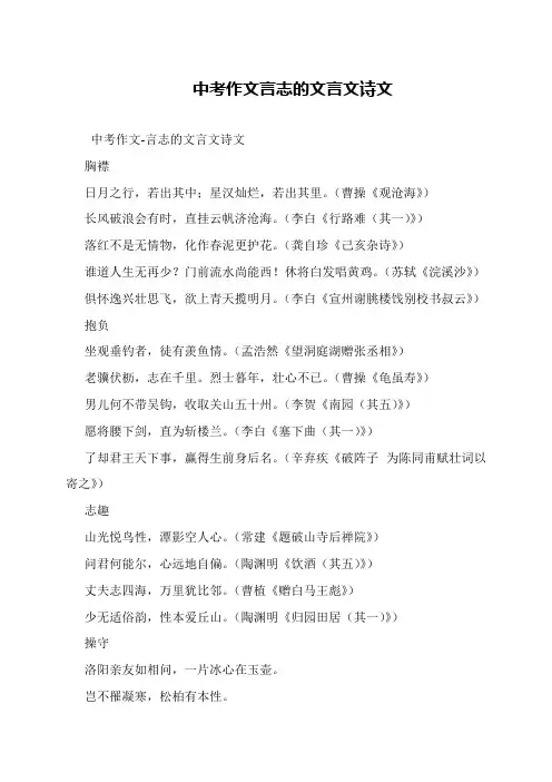 中考作文言志的文言文诗文