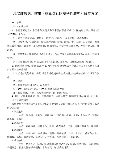 呼吸科社区获得性肺炎诊疗方案2