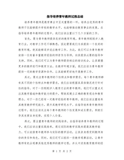 指导培养青年教师过程总结