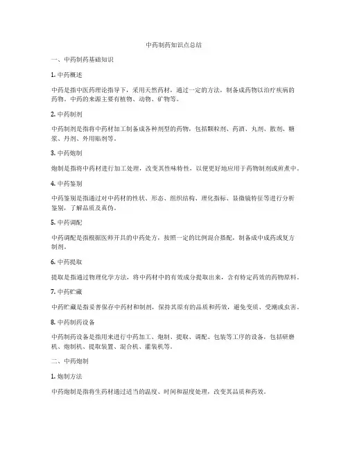 中药制药知识点总结