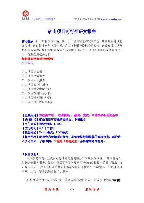 矿山项目可行性研究报告