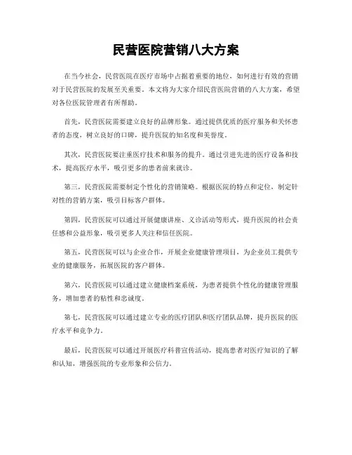 民营医院营销八大方案