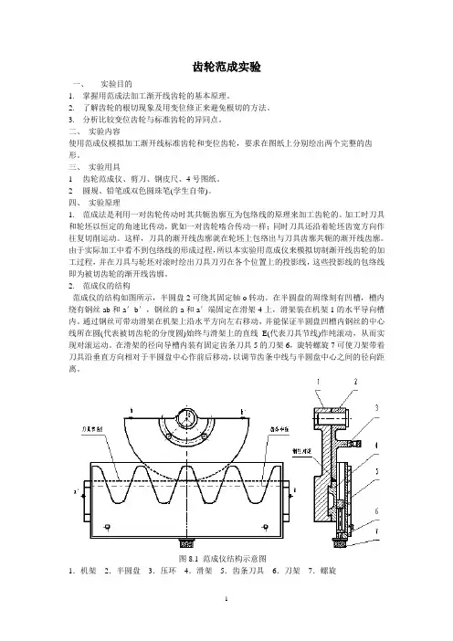 齿轮范成实验