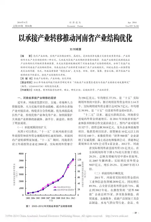 以承接产业转移推动河南省产业结构优化_刘晓慧[1]