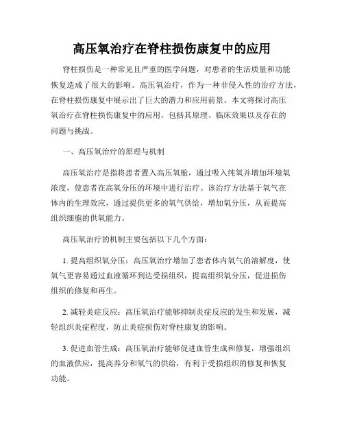 高压氧治疗在脊柱损伤康复中的应用