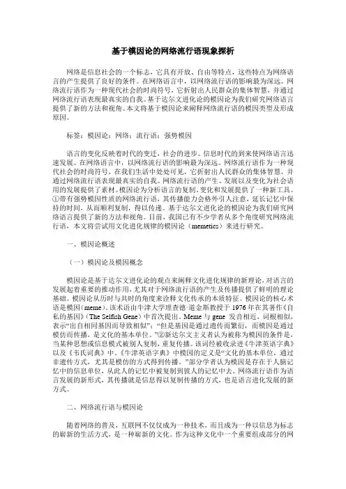 基于模因论的网络流行语现象探析