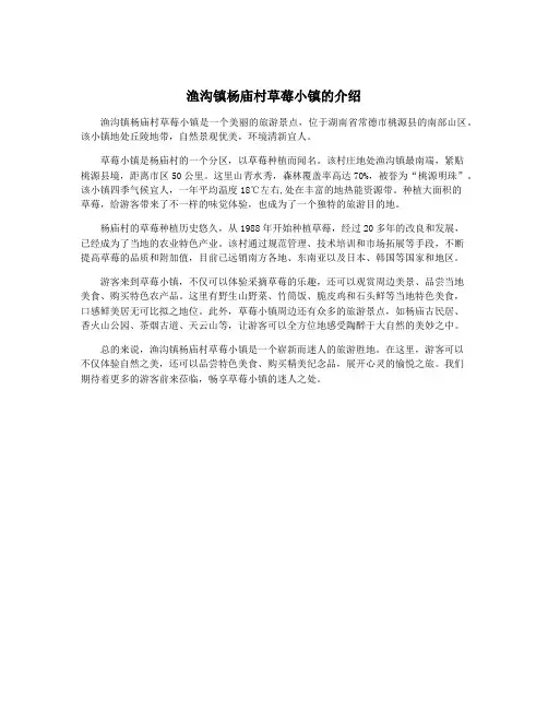 渔沟镇杨庙村草莓小镇的介绍