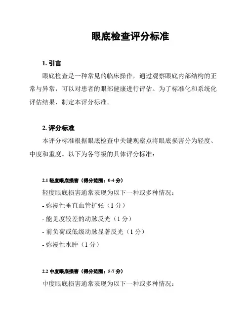 眼底检查评分标准