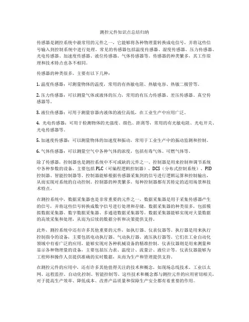 测控元件知识点总结归纳