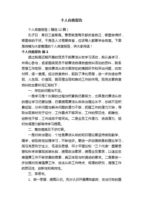 个人自查报告