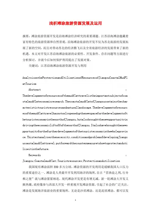 浅析滩涂旅游资源发展及运用