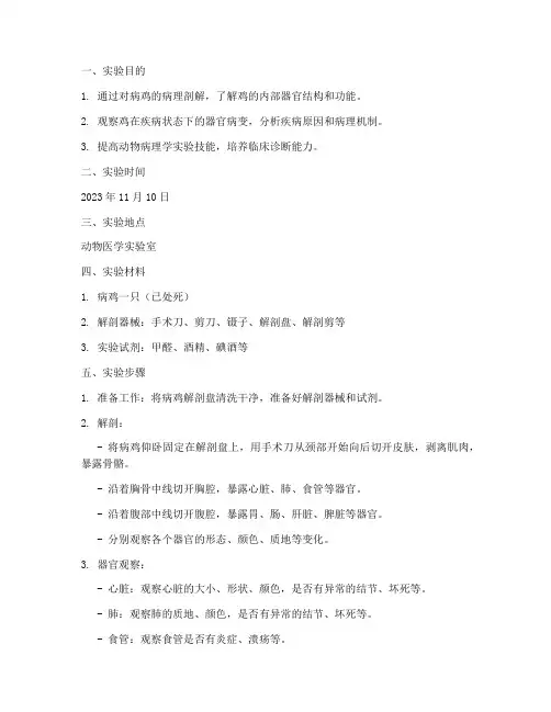 鸡病理剖解实验报告
