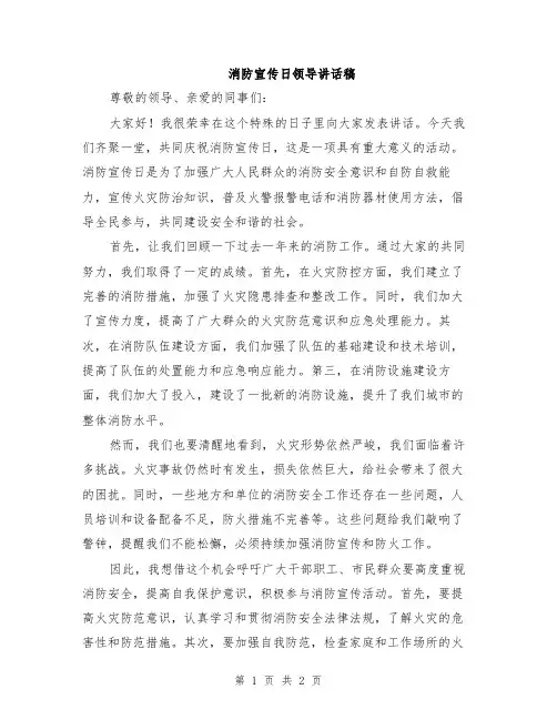 消防宣传日领导讲话稿