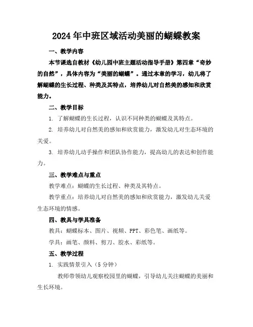 2024年中班区域活动美丽的蝴蝶教案