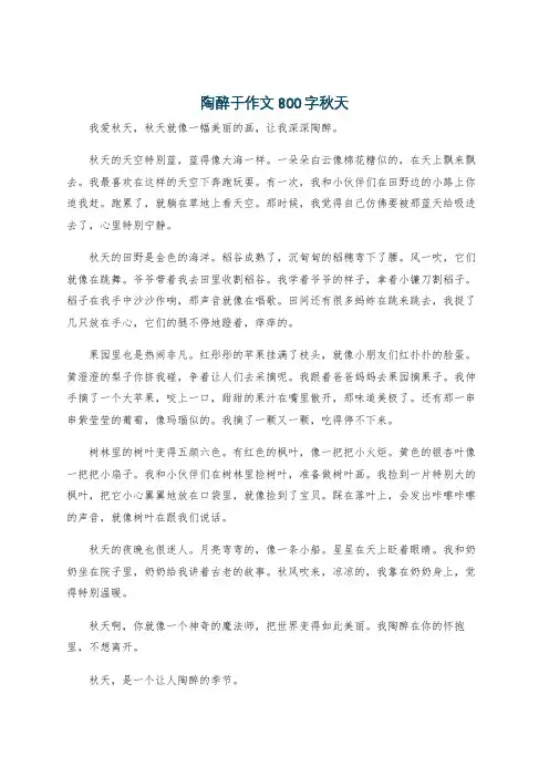 陶醉于作文800字秋天