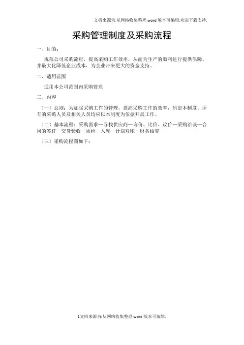 采购管理制度及采购流程